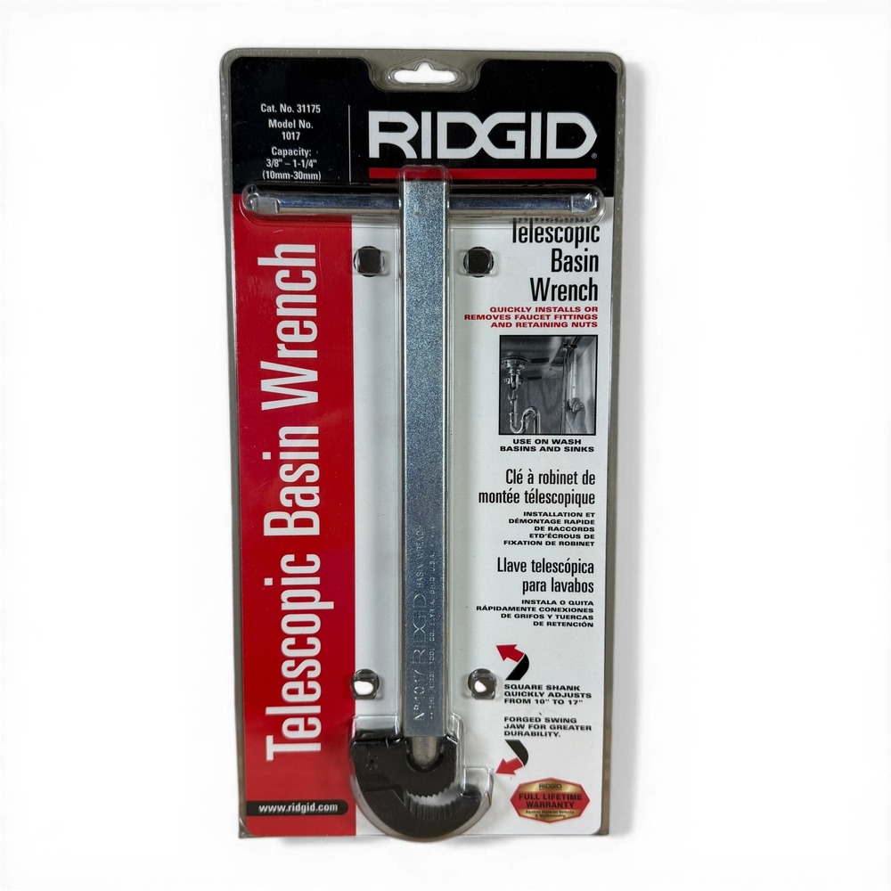 RIDGID 1017 Telescopic Basin Wrench 10mm-30mm Capacity for Faucet Fittings